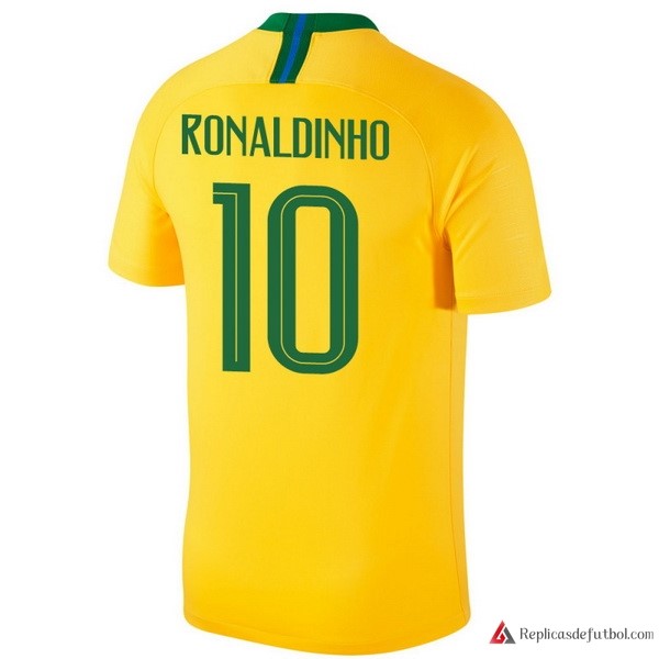 Camiseta Seleccion Brasil Primera equipación Ronaldinho 2018 Amarillo